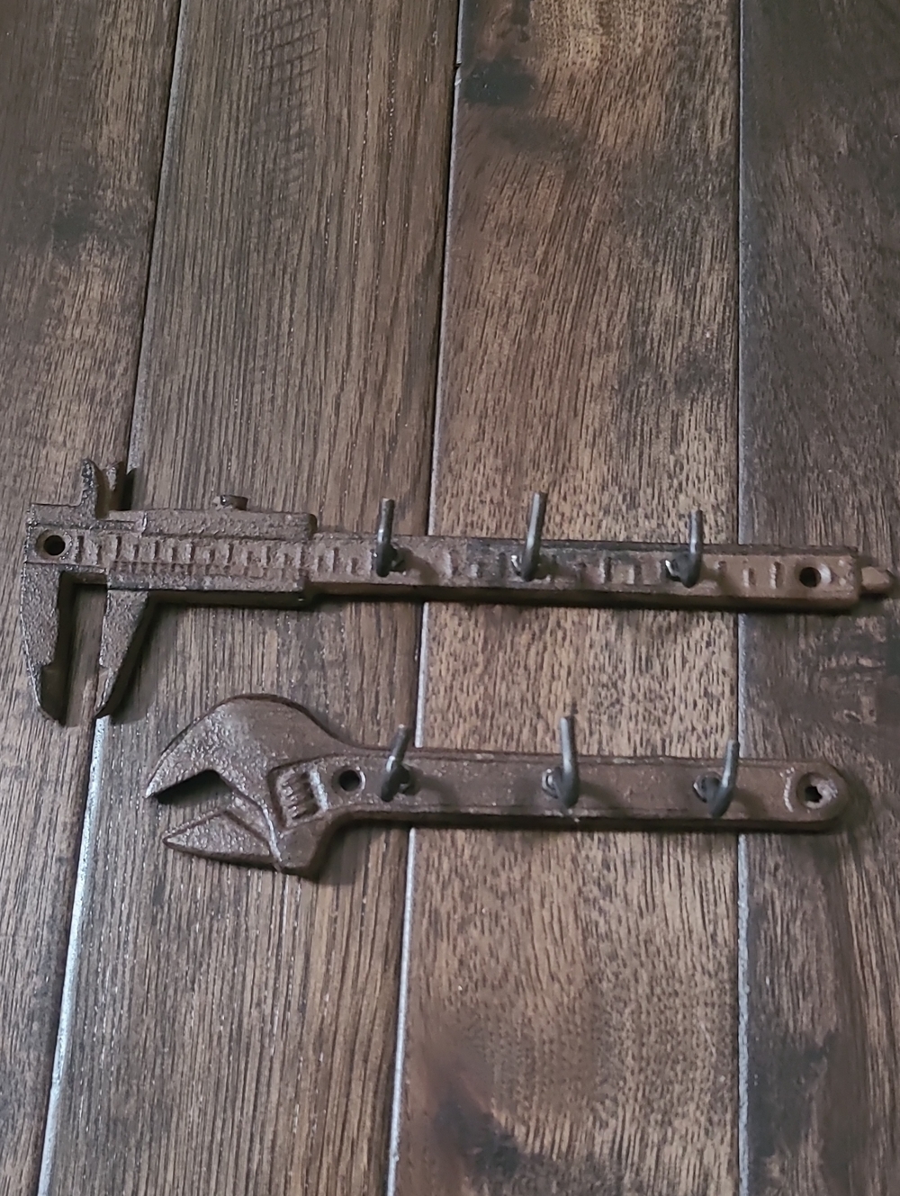 Industrial Cast Iron Tool-Shaped Wall Hook Rack - Brown